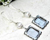 Wedding bouquet frame charms. Freshwater pearl set of 2.