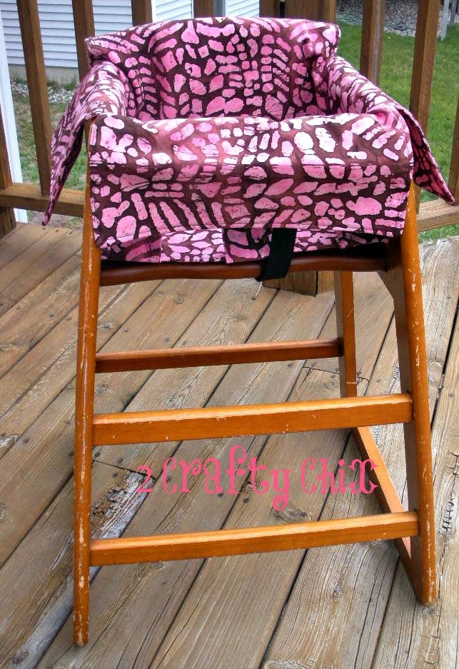 Pink and Brown Batik Restaurant High Chair and Shopping Cart Cover