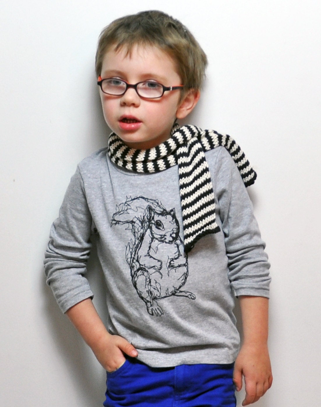 Squirrel L/S Toddler Tee- Grey