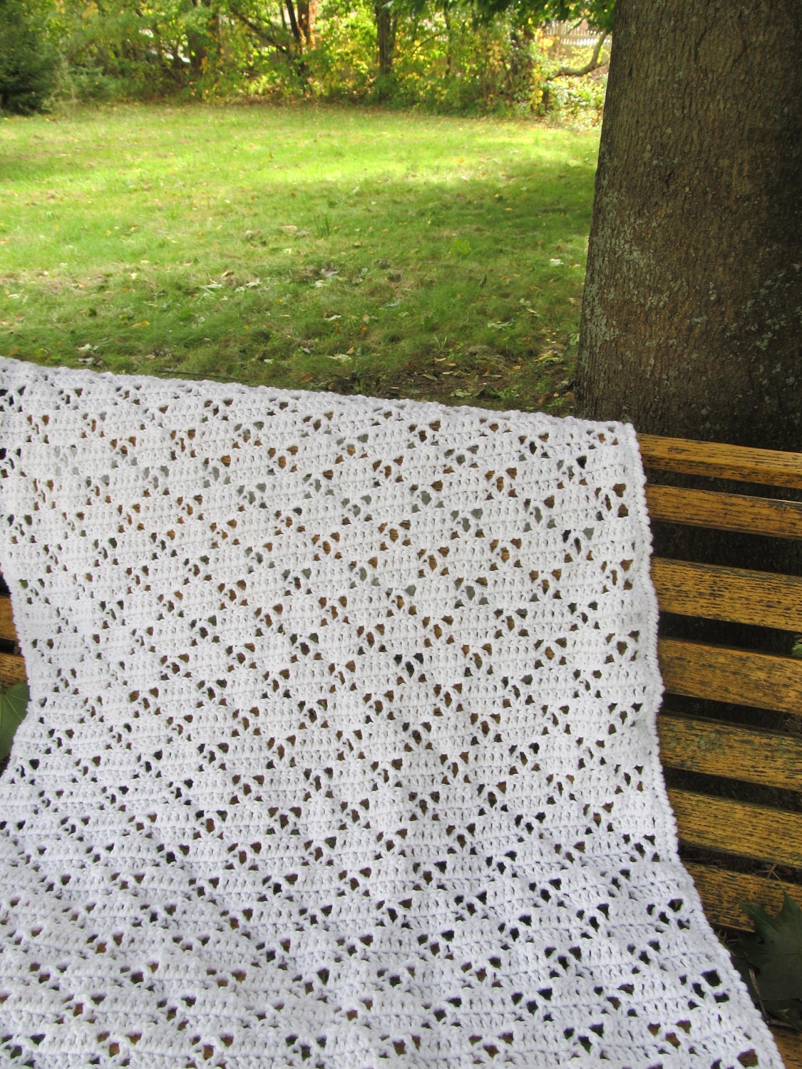 easy crochet pattern - lace afghan in 4 sizes - Valley Bridge