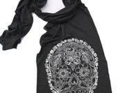 Scarf - Day of the Dead 2 - Sheer Jersey Tri-Blend (4 Colors Options)