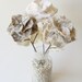 Fabric Flowers - Off White, Cream, and Taupe Houndstooth Chenille Flower Stems (set of 3)