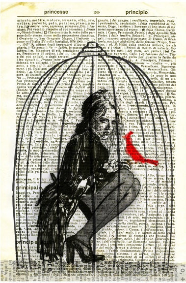 Bird Cage Drawing Illustration Digtal Art by VincenzoRizzo on Etsy