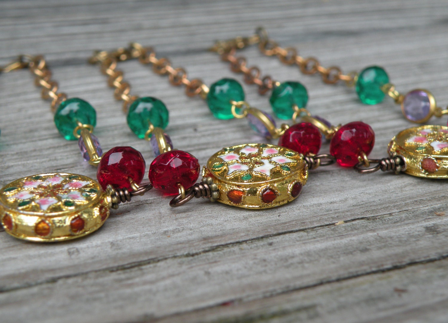 Cloisonne Bracelet, Gold Bracelet, Gold Cloisonne, Vintage
