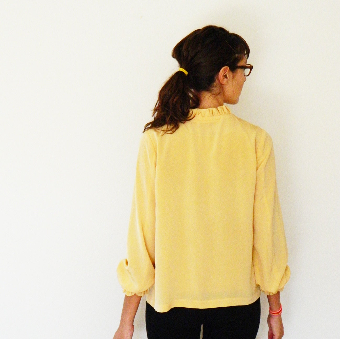 Mustard Yellow Vintage Ruffle Blouse