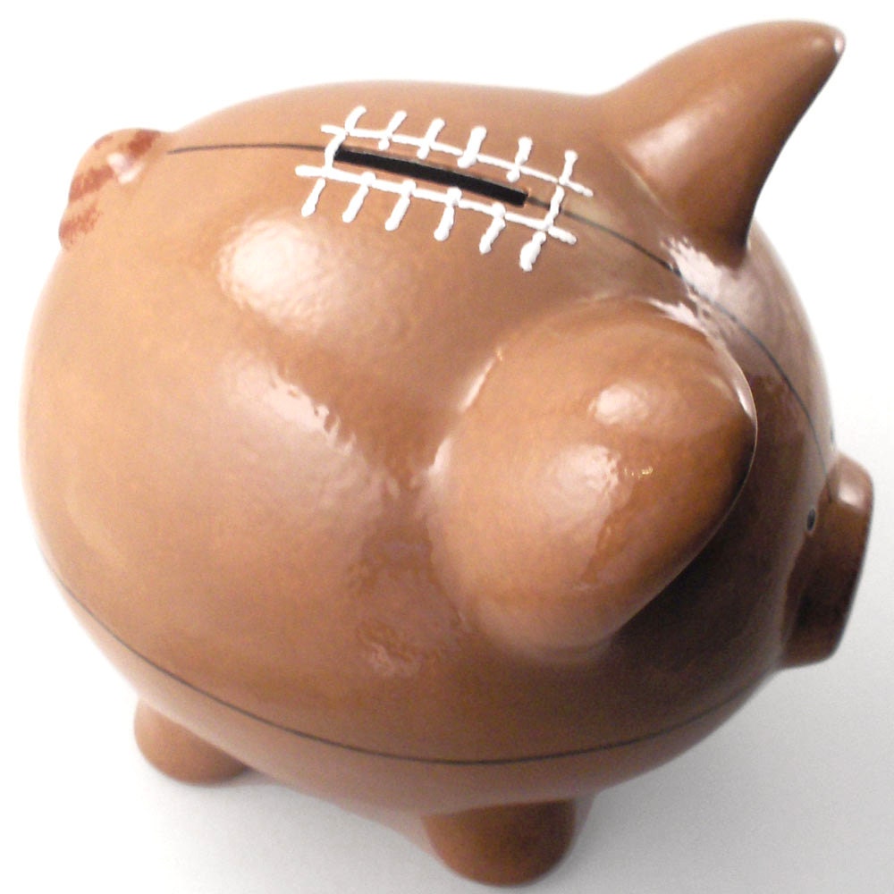 Personalized Piggy Bank - Football - with hole or NO hole in bottom