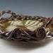 Ceramic Platter / Pottery Tray with Handles / Wood Fern / 743