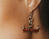 Sterling Silver and Red Electronics Parts Upcycled Earrings