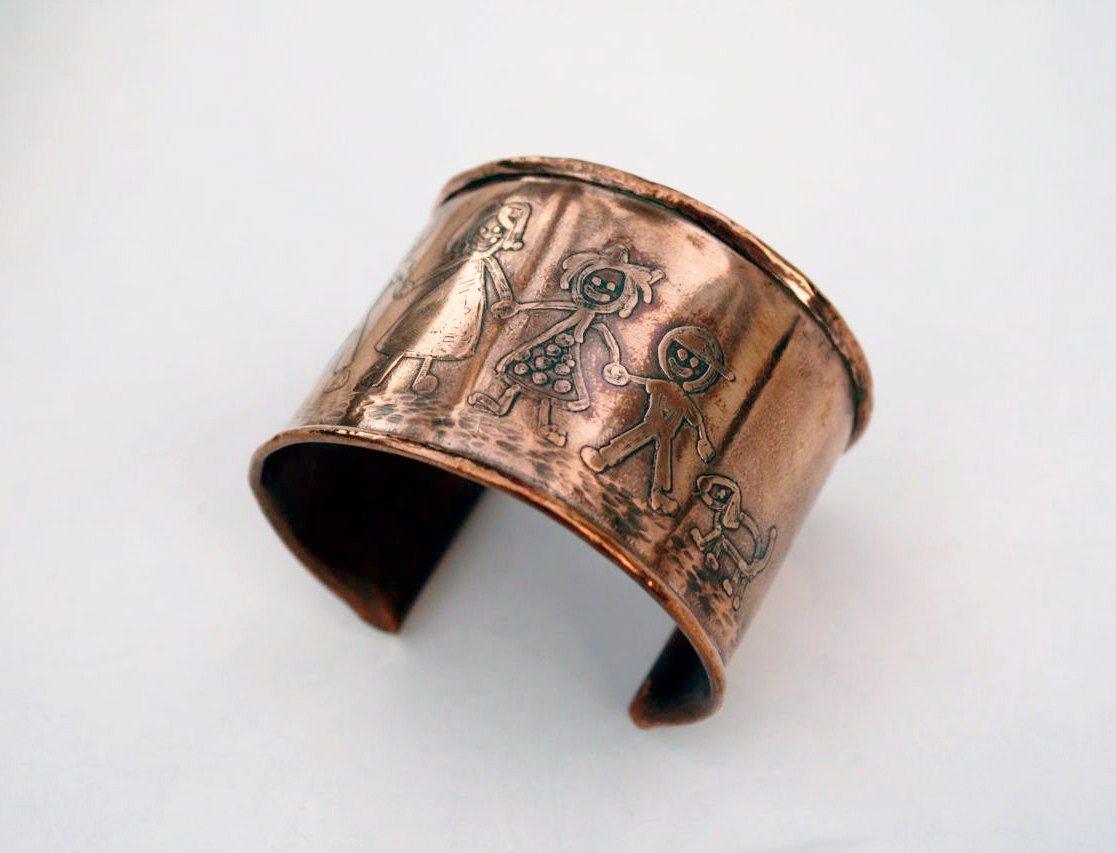 Custom Family Etched Copper Cuff Bracelet