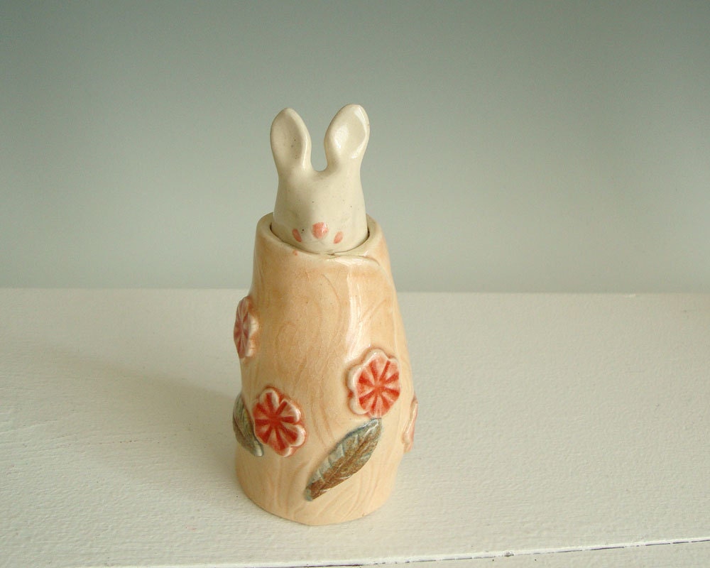 White Rabbit Clay Animal Sculpture - Spirit Guide or Modern Easter Bunny