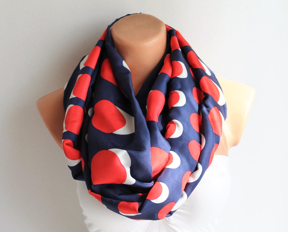 Infinity Scarf Loop Scarf Circle Scarf Cowl Scarf US Flag Red Whie Blue Circle