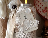 Memory Jar - Nordic French - Upcycled Altered French Jar - Crochet Jar- Dream Catcher