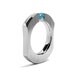 Blue Topaz Comfort Fit Tension Set  Mens Ring Stainless Steel