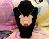 Gloomy Bear Pastel Pixel Perler Necklace