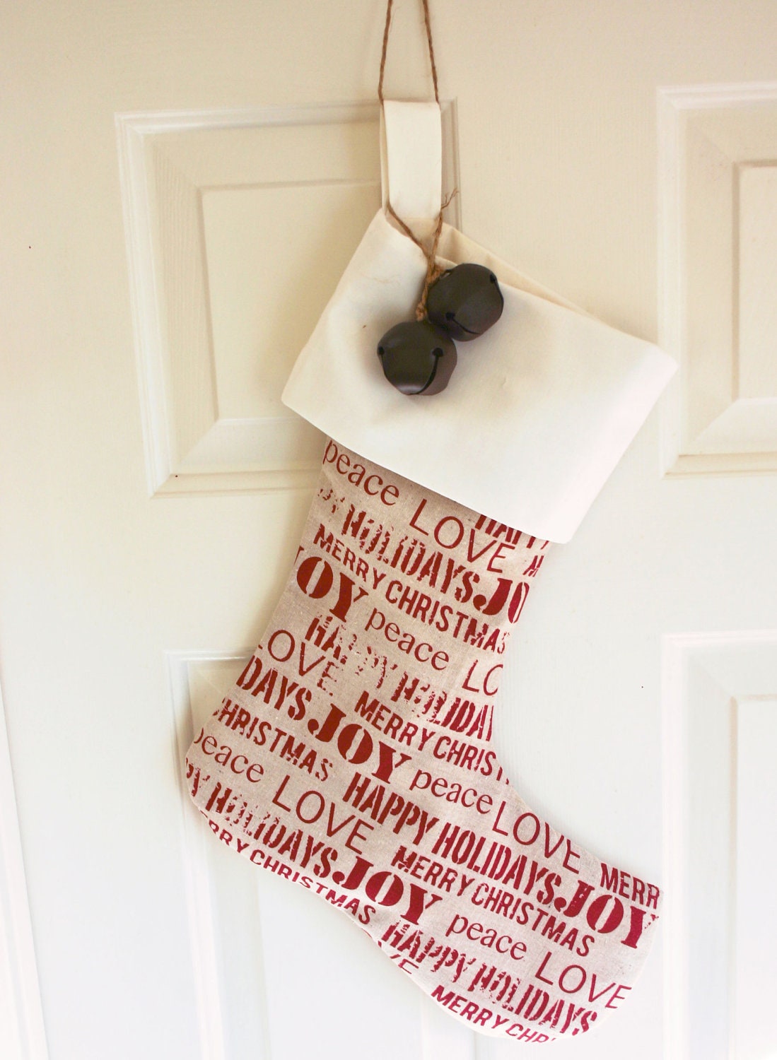 Beach Cottage Christmas Stocking - Personalized Stocking, Cottage Chic, Country Christmas, Beach Holiday, Coastal Christmas