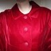 Blood Red Velvet 1950s Coat Full Length Jeweled Buttons Satin Lining S ladies' 4