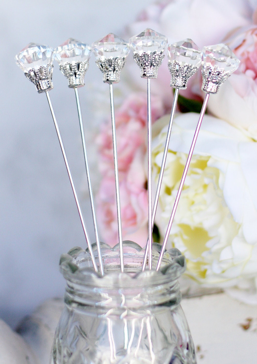 Wedding Centerpiece Bouquet Decor Diamond Accent Picks