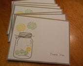 Mason Jar Thank You Notecards, Mason Jar Bridal Shower Gift, Mason Jar Wedding Invitations, Teacher Gift, Caterpillar Notecards - Set of 8
