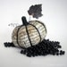 Poe Pumpkin Harvest 124, decoupage, Halloween, The Raven, macabre, goth, ooak, cream and black