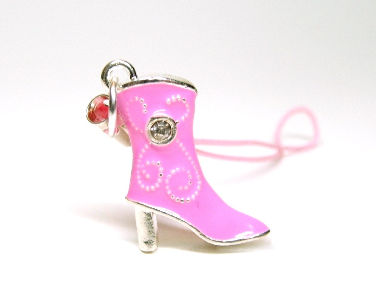 Cowgirl Boot Smartphone Charm in Pink, iPhone Charm