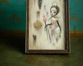 Tooth Fairy - in her realm she waits. Original framed illustration by KarolinFelix