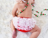 Valentines day   Bloomer Chiffon Ruffle Bum Baby Bloomers Diaper cover- Newborn Toddlers Photo Prop - Holiday Chirstmas pictures
