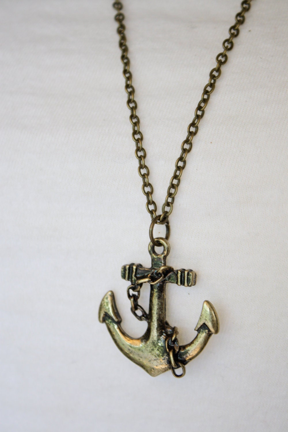 Brass Anchor Charm Necklace