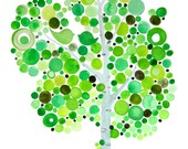 Children decor YOUNG GRASS SMOKE, tree bird print, boy nursery kids wall art, limited edition digital green family - onceuponapaper