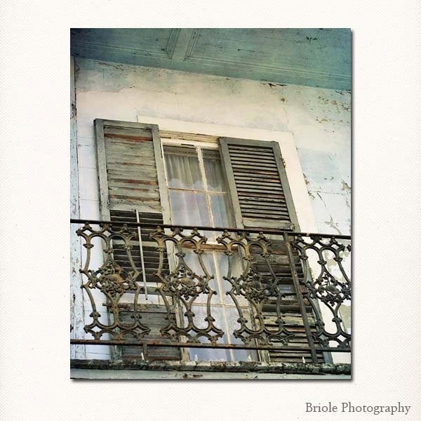 New Orleans French Quarter Photograph for Sale. 8"x10" Art Print. Mardi Gras. Historic Building. Blue Decay.