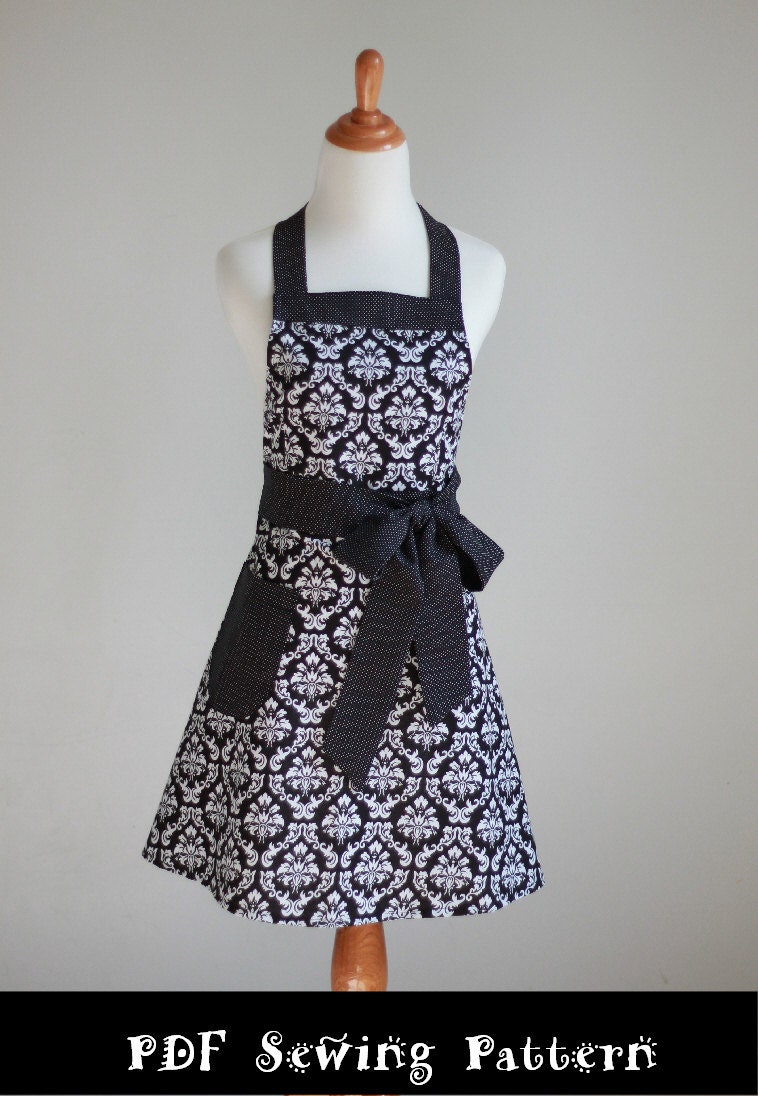 Apron Pattern PDF Women's Full and Half - The FLIRTY GIRL - Instant Download
