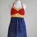 The WONDER HERO Woman's Full Super Hero Apron - Size LARGE - red, white, blue, yellow, stars