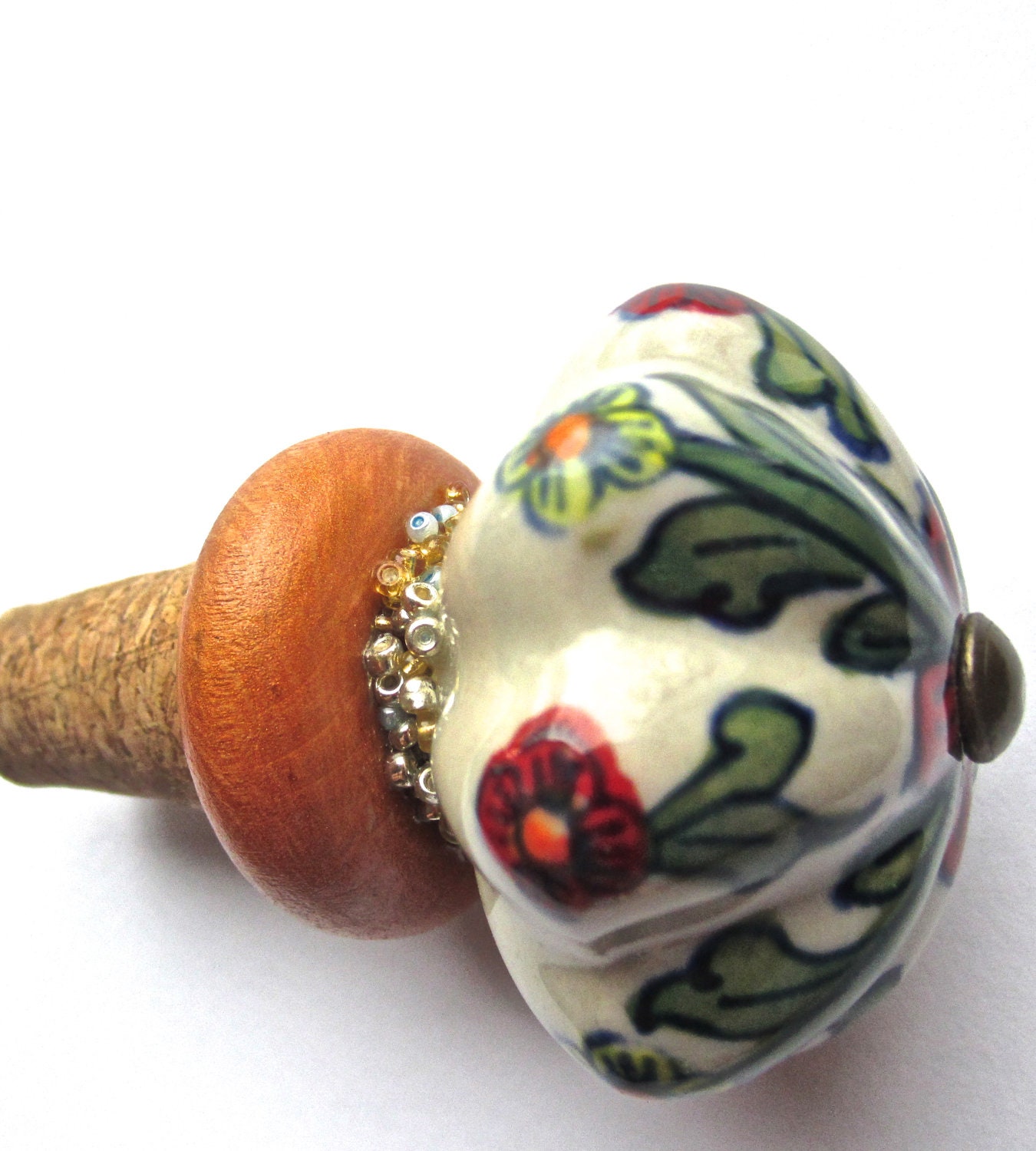 wine bottle stopper,   festive, mediterranean, perfect for a hostess gift, girls nite out or shower gift