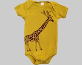 Giraffe Onesie Organic Mustard Yellow