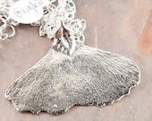 Silver Plated Gingko Leaf Pendant Necklace, Real Leaf Pendant, Silver Leaf Necklace