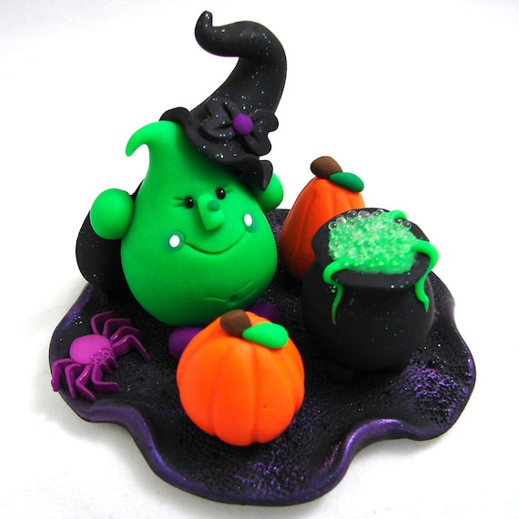 Halloween WITCH PARKER Figurine - Polymer Clay Character - Limited Edition