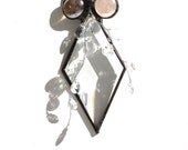 Christmas tree ornament suncatcher diamond bevel, champagne iridescent gems
