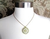 BALDWIN Necklace - Hand Beaded Glass Seed Bead and Quartzite Stone Pendant on Copper