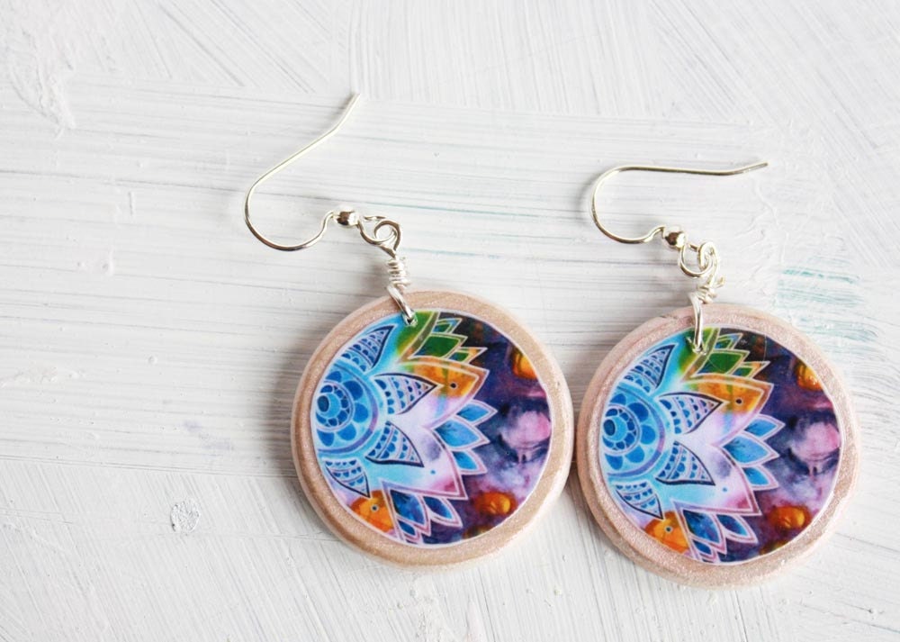 Flower Mandala Earrings Petals Art Print