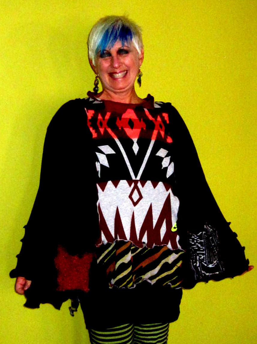 Upcycled aztec Cotton Tunic Plus size
