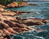 Original Oil Painting Landscape, From Rockport, Cape Ann. Large Plein Air Impressionist Seascape on Canvas