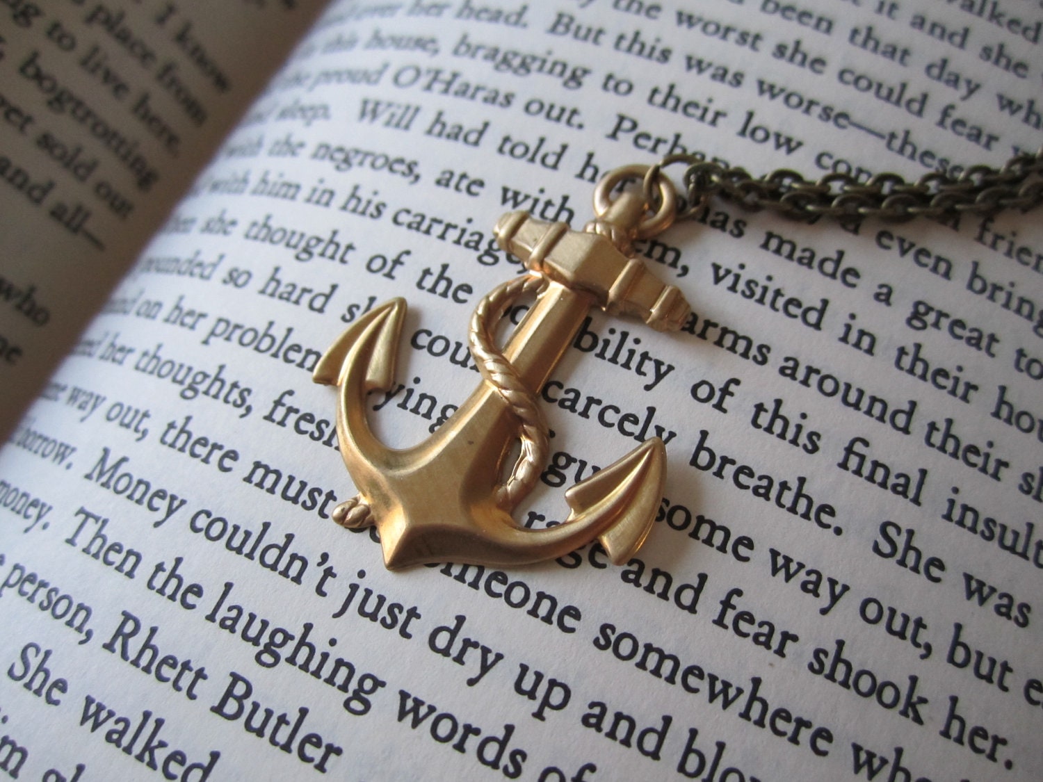 Vintage Style Brass Anchor Necklace Raw Brass Gold Necklace Sailor Nautical Ocean Sea Jewelry Modern Vintage Style Jewelry