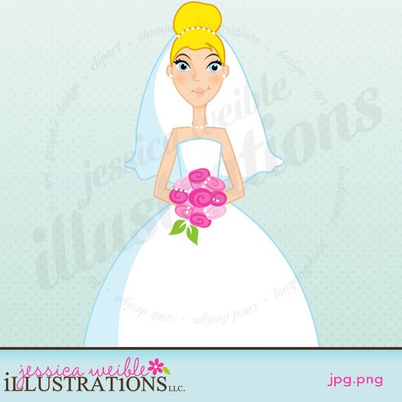 Forward Facing Bride Character Illustration, Wedding Bride, Bridal Illustration, Invitation Design, Weddings Il_570xn