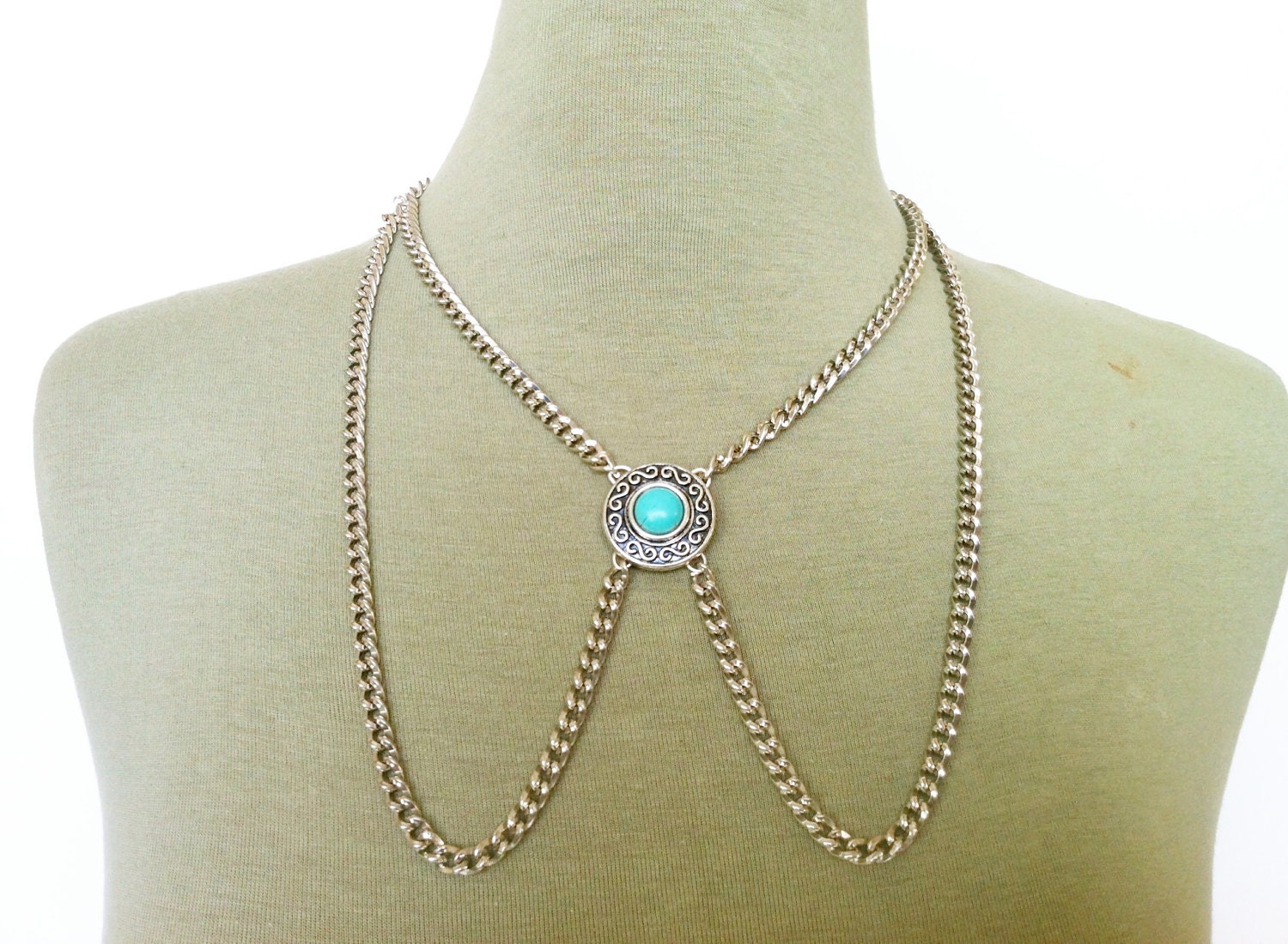 Peter Pan Chain Collar, Statement Bib Necklace