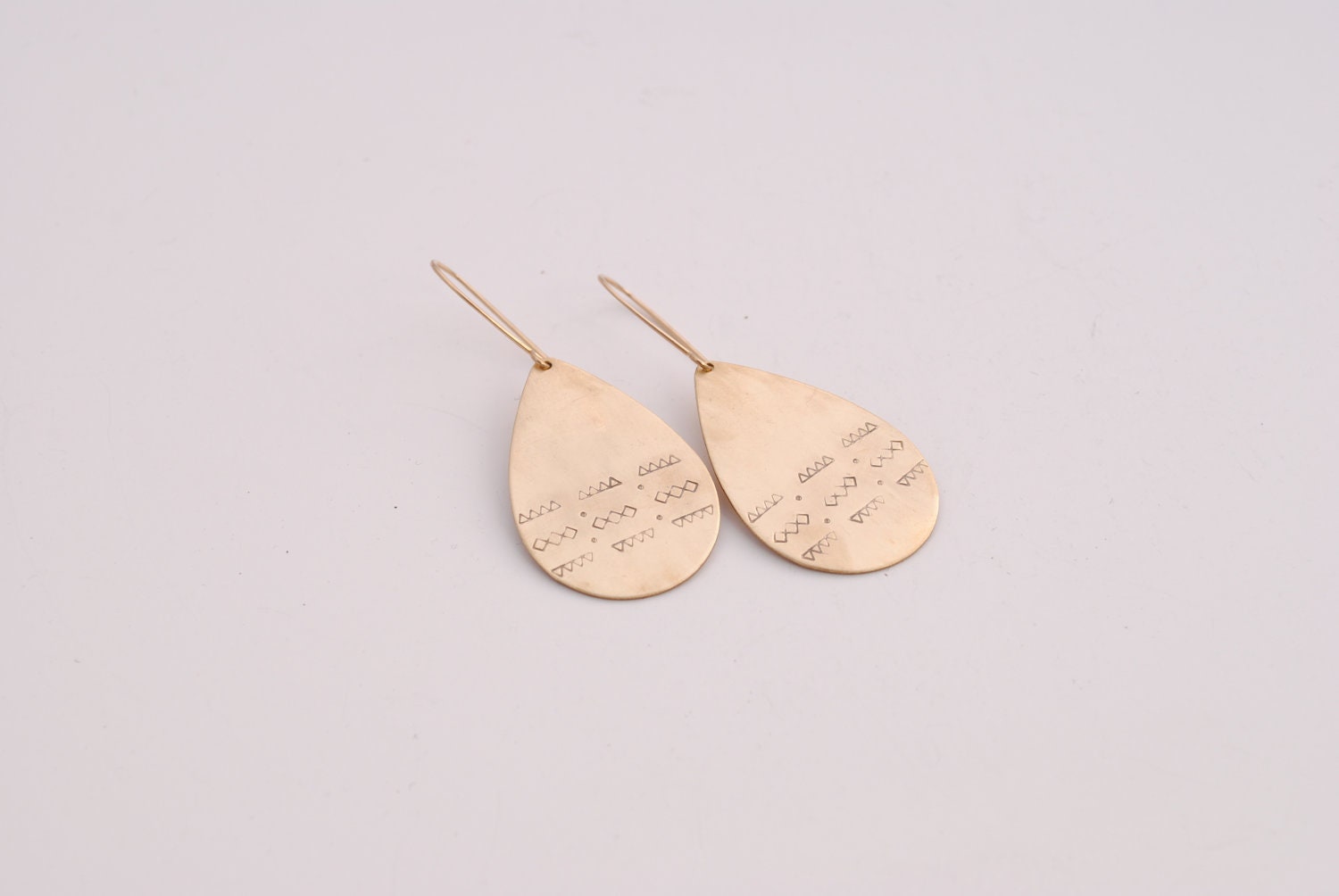 Trailhead Stamped Teardrop Brass Earrings 1B48