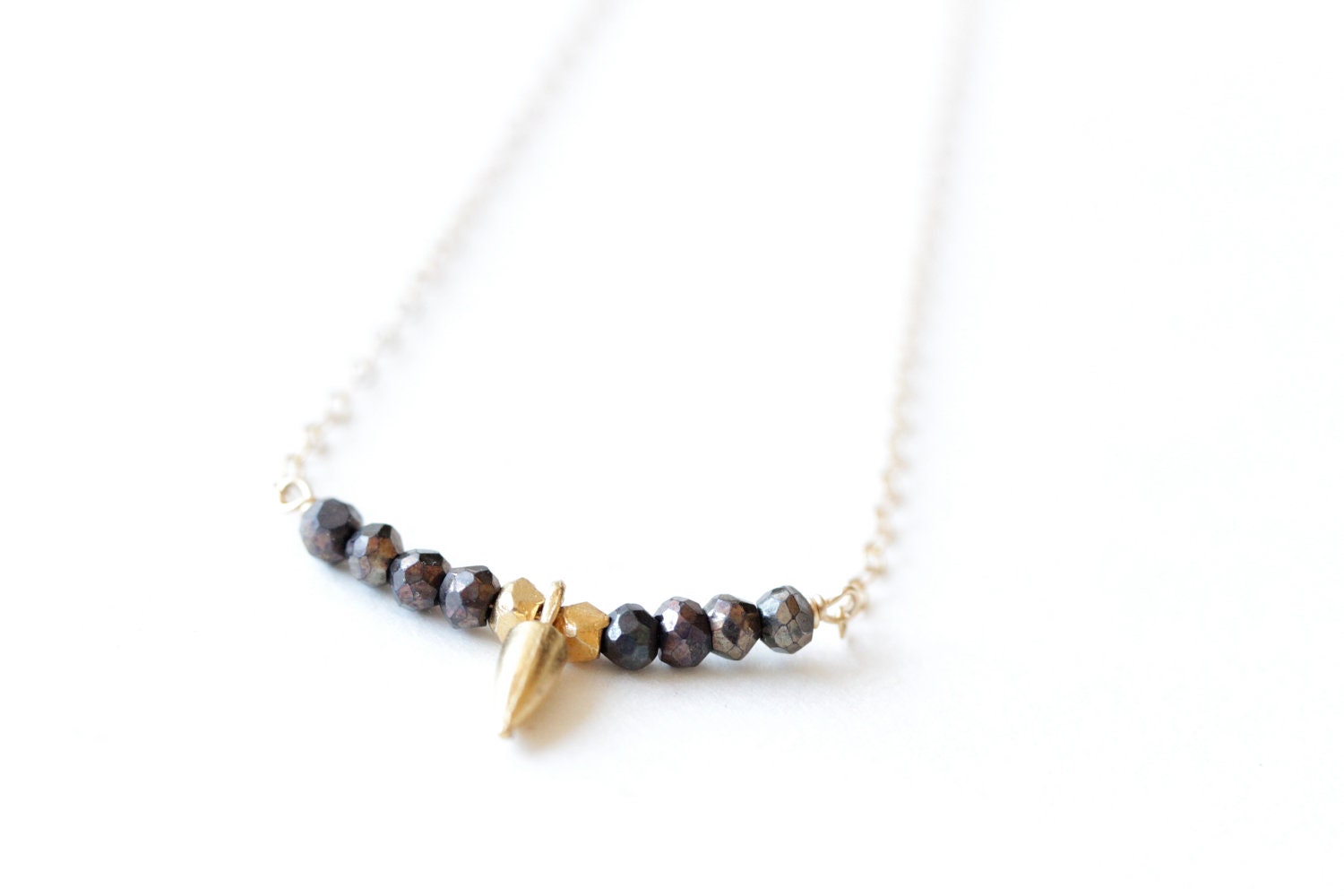 Pyrite and Gold Spike Necklace