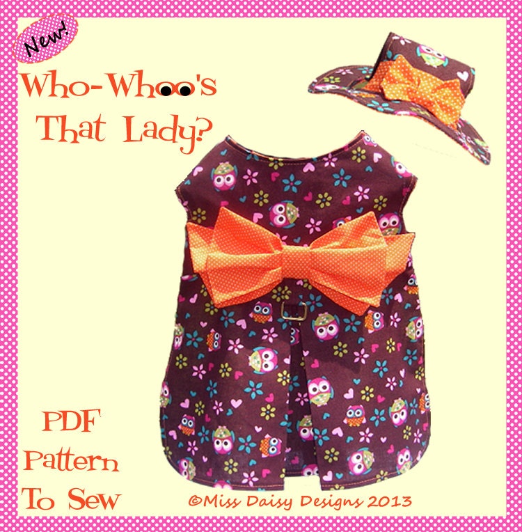 Dog Clothes Pattern To Sew Simple Harness Dress & Hat PDF