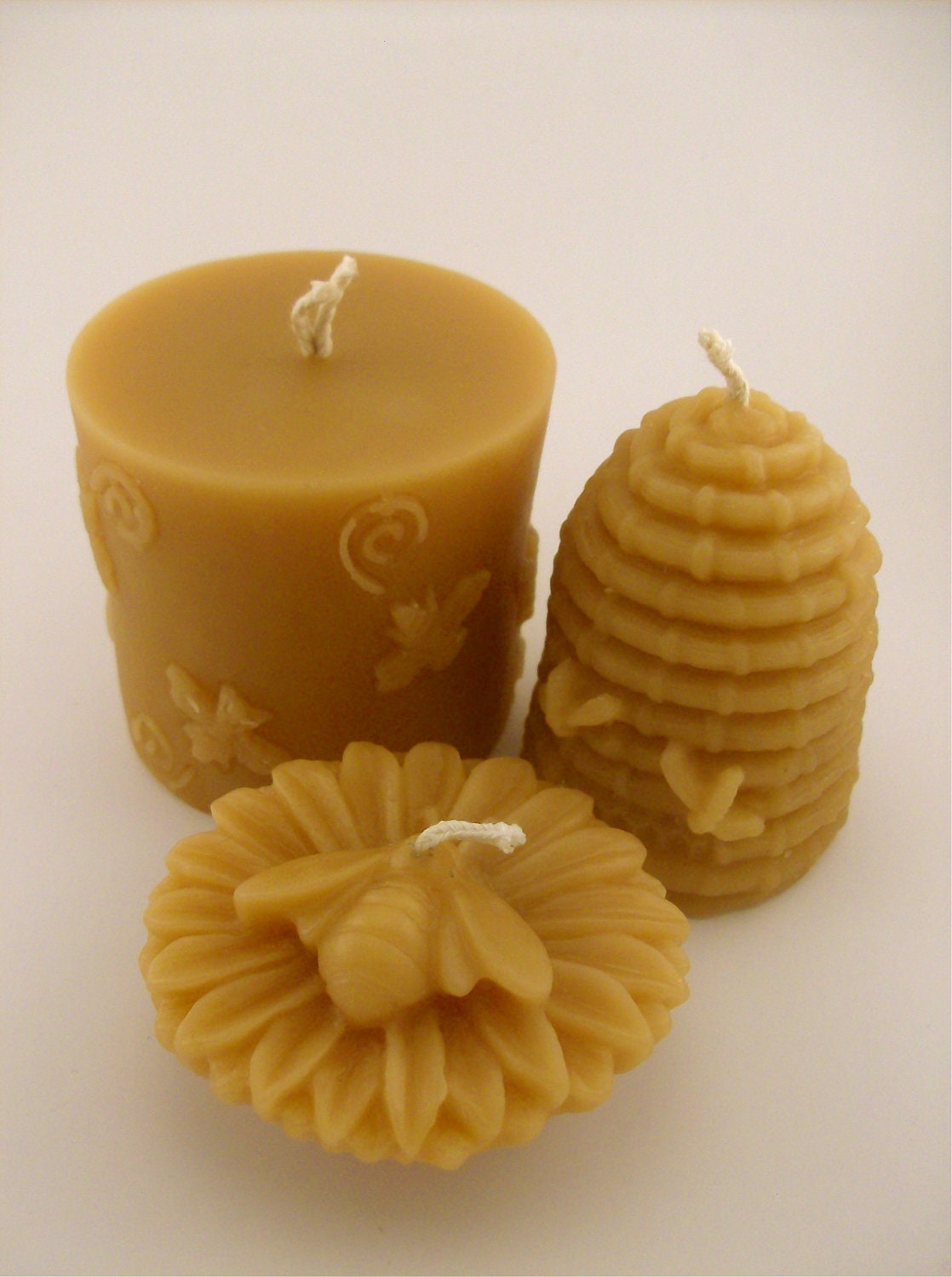 Beeswax Candles Bee Set of 3