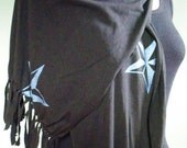 Black Jersey Knit Scraf with Metalic Blue Screen Printed Nautical Stars