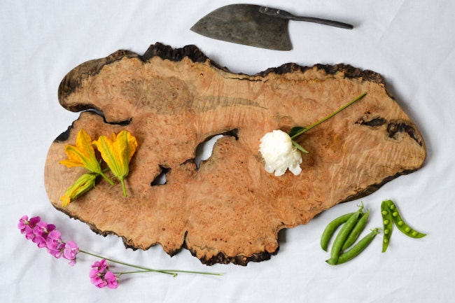 Large Burl Burst Serving Board, Natural Edge Salvaged Maple 876, Ready to Ship