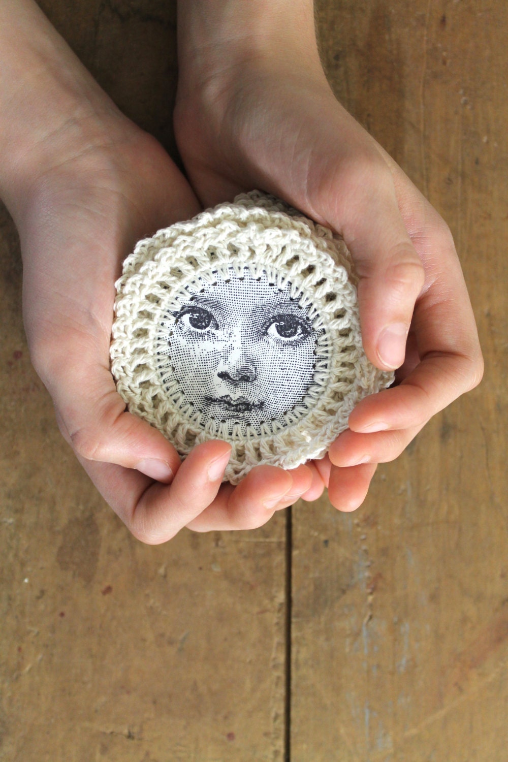 MOON GIRL Gift TAG Paper Goods or Scrapbooking Embellishments Crochet Handmade